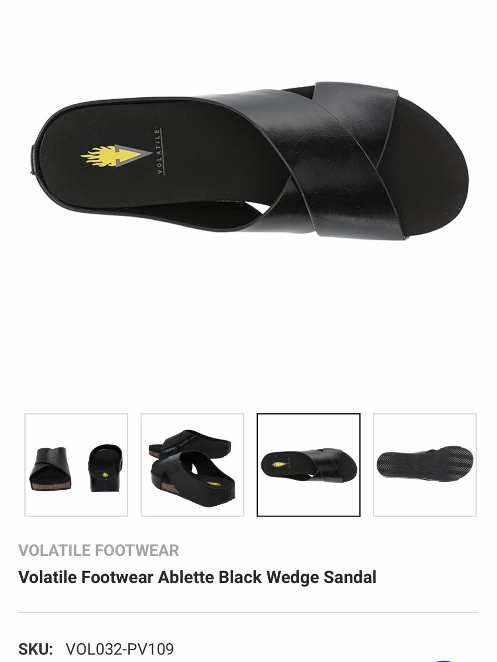 Volatile Black Crisscross Slide Wedge